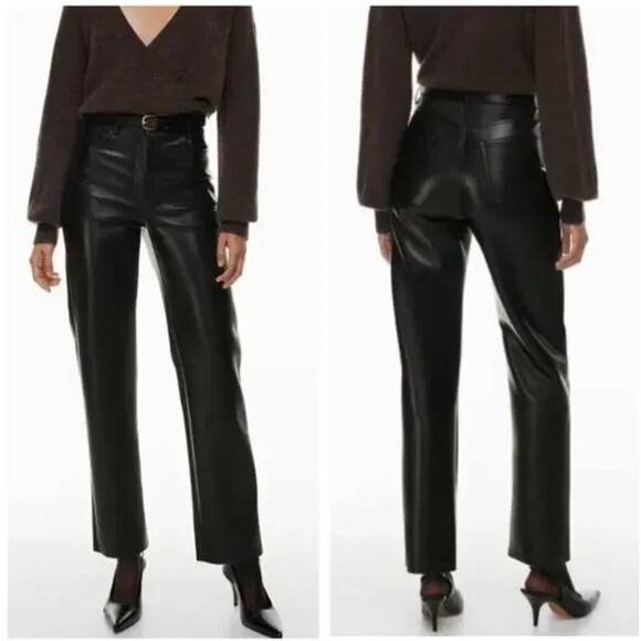 NWT Aritzia Wilfred The Melina Faux Leather Pants Vegan Black Size 2 - Picture 1 of 8